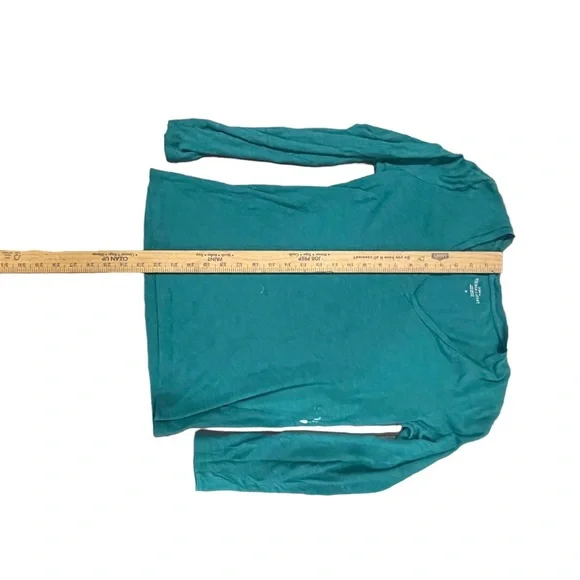 J.Crew. Medium. Green. V-neck. Free w/bundle. Bleach stain, see pics/video! - Picture 9 of 9